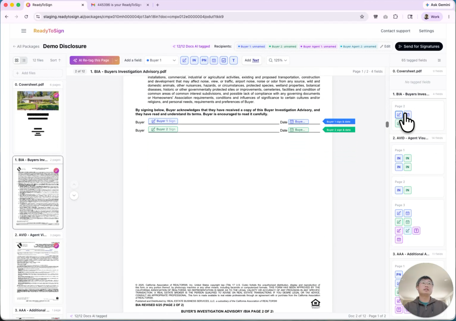 Clicking a field on the right pane jumps to it in the PDF