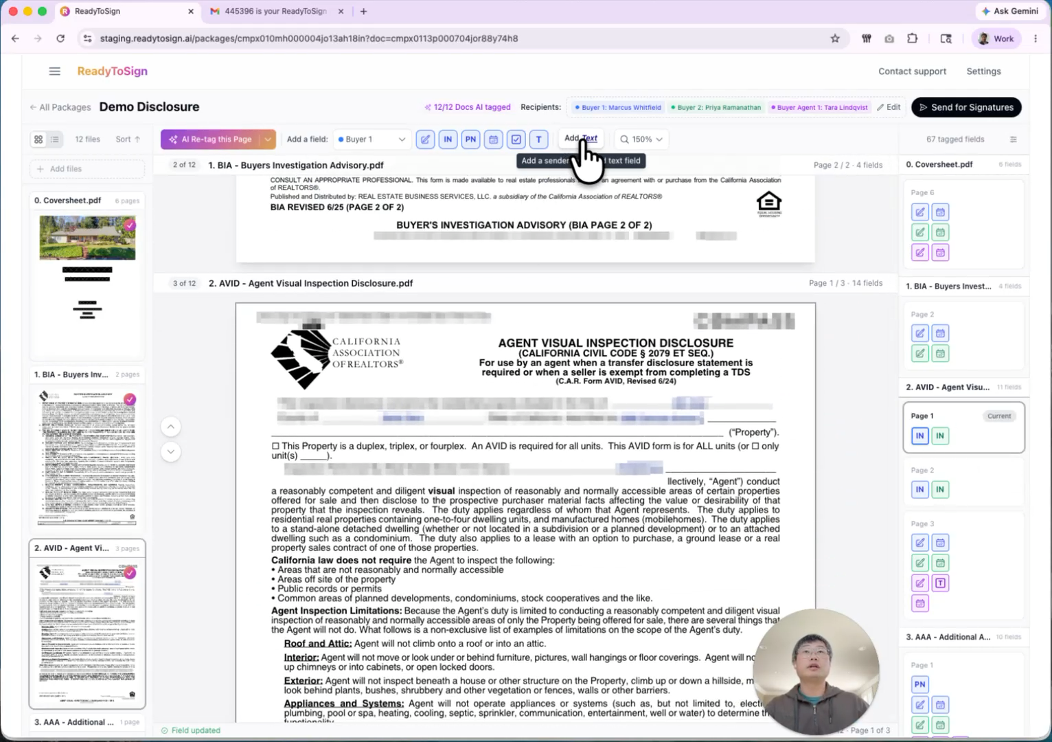 Adding a free-text annotation to a PDF