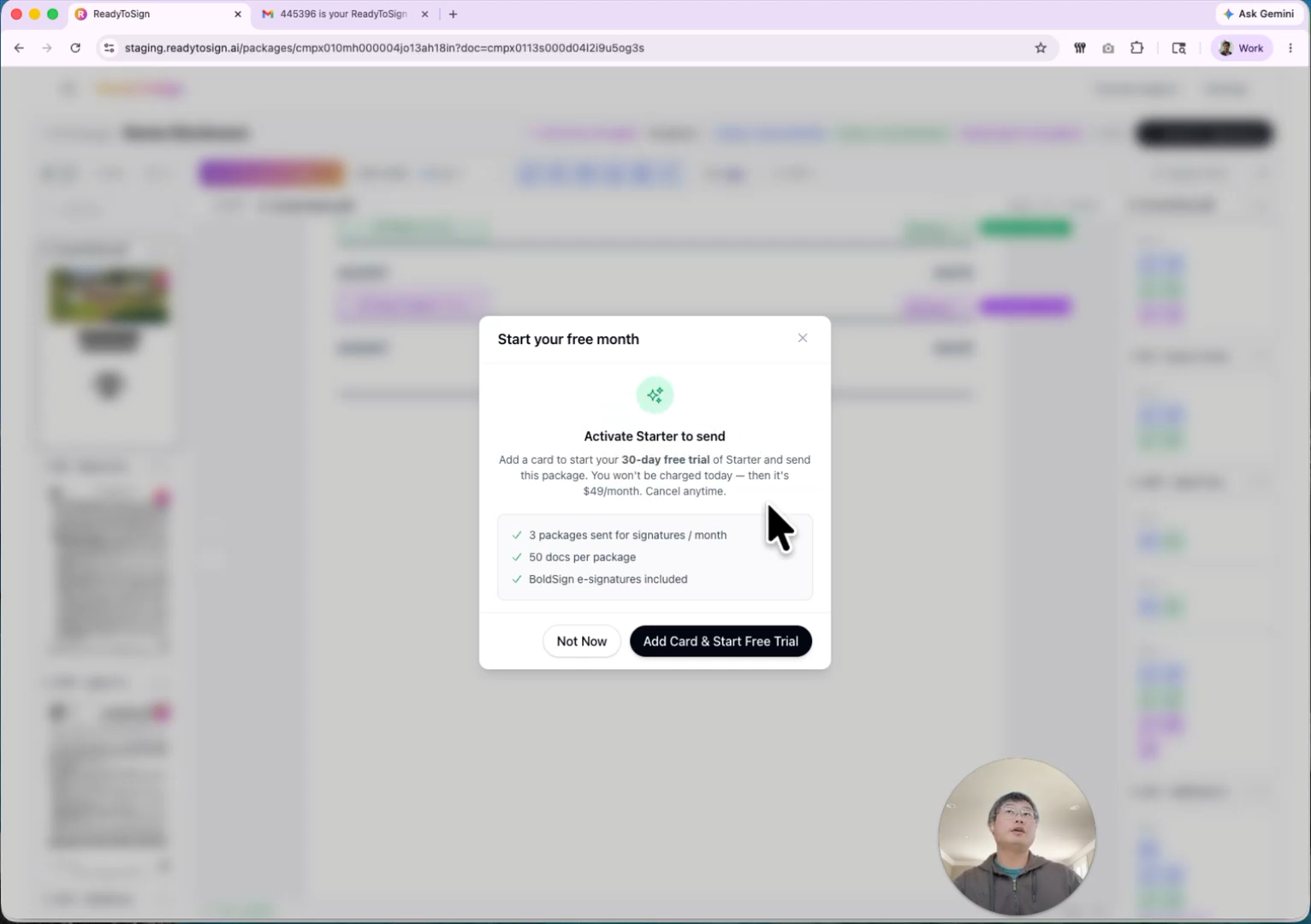 Plan picker with the 30-day trial badge