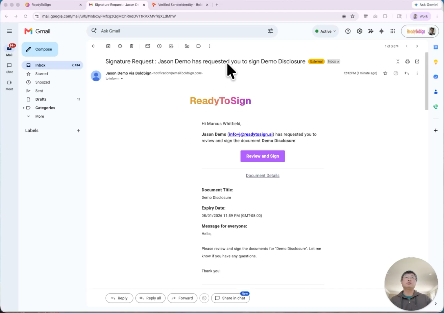 BoldSign signing experience from the recipient side
