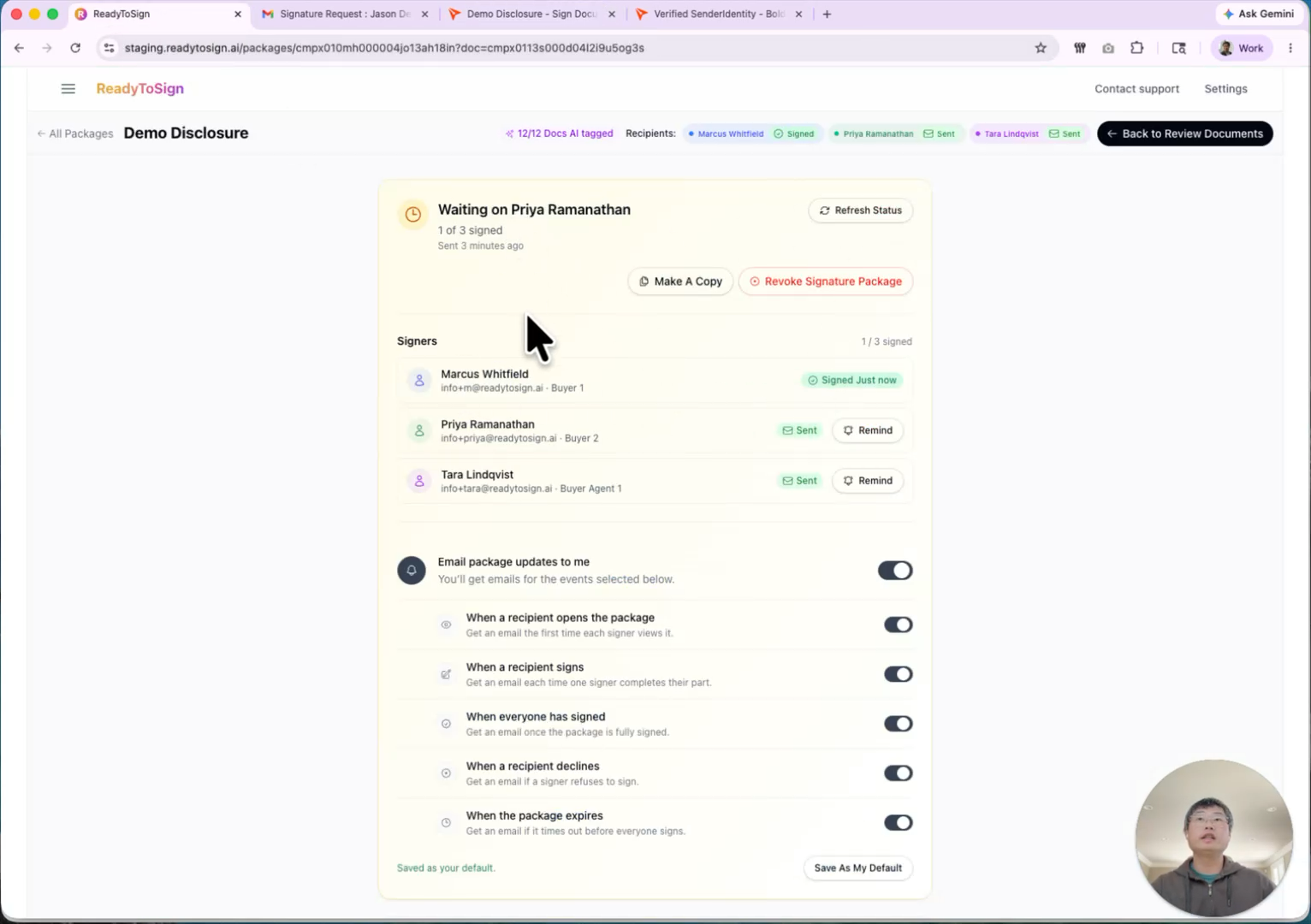 Dashboard with per-recipient signing status