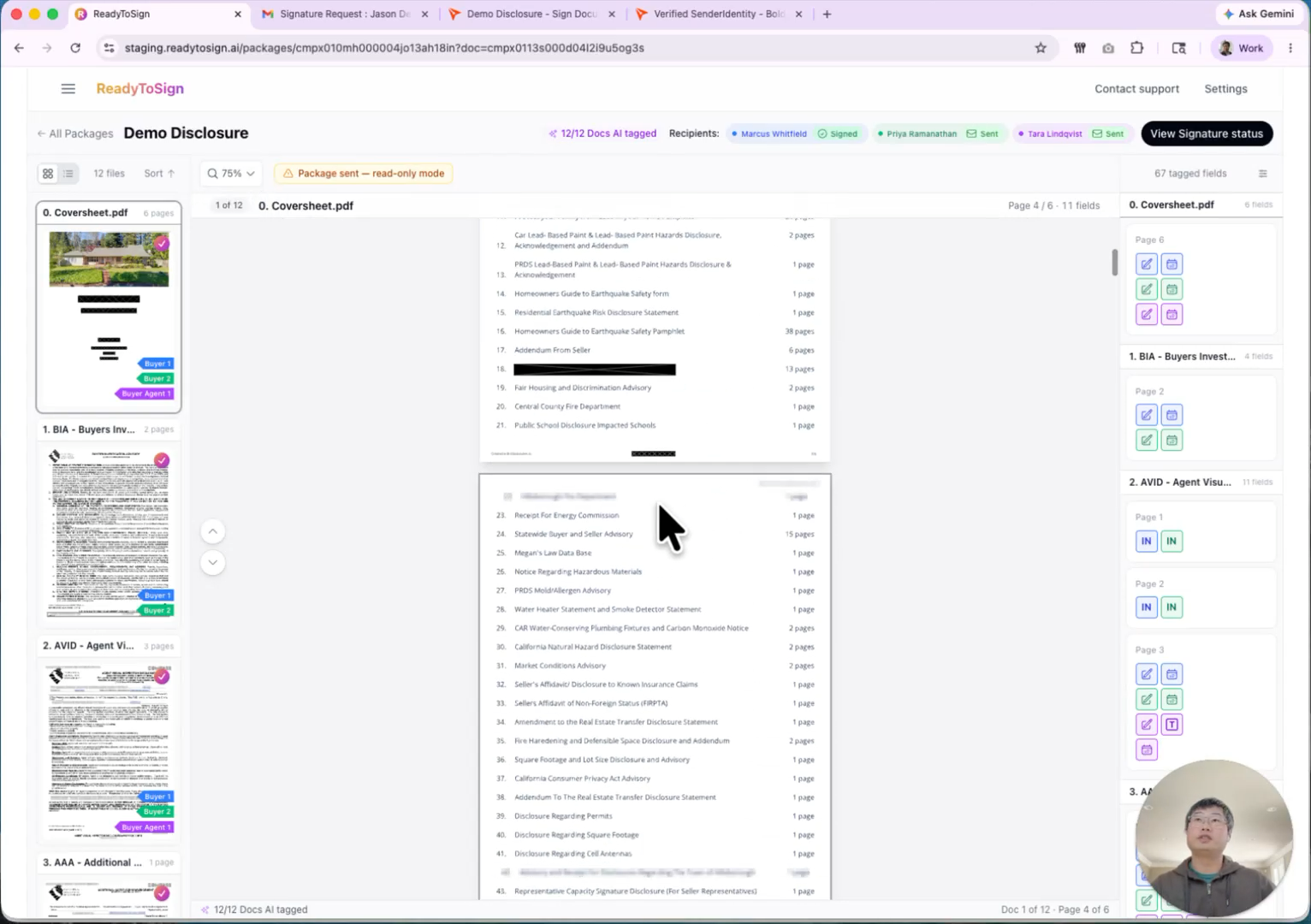 Review screen in read-only mode after sending