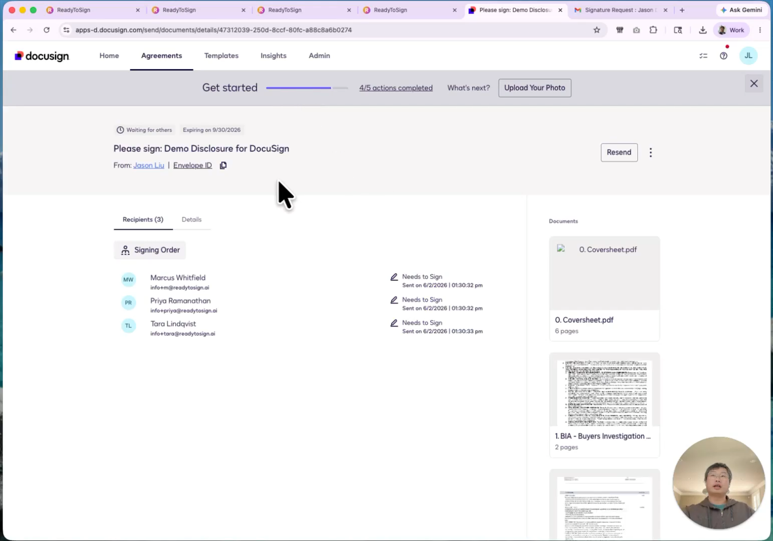 Same envelope viewed in DocuSign’s own UI