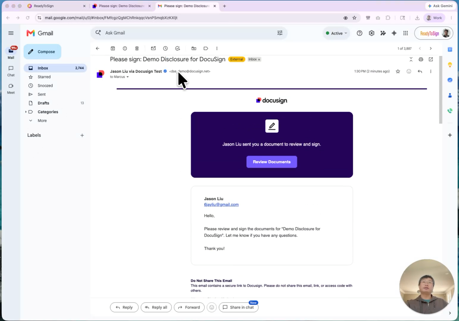 DocuSign signing experience from the recipient side