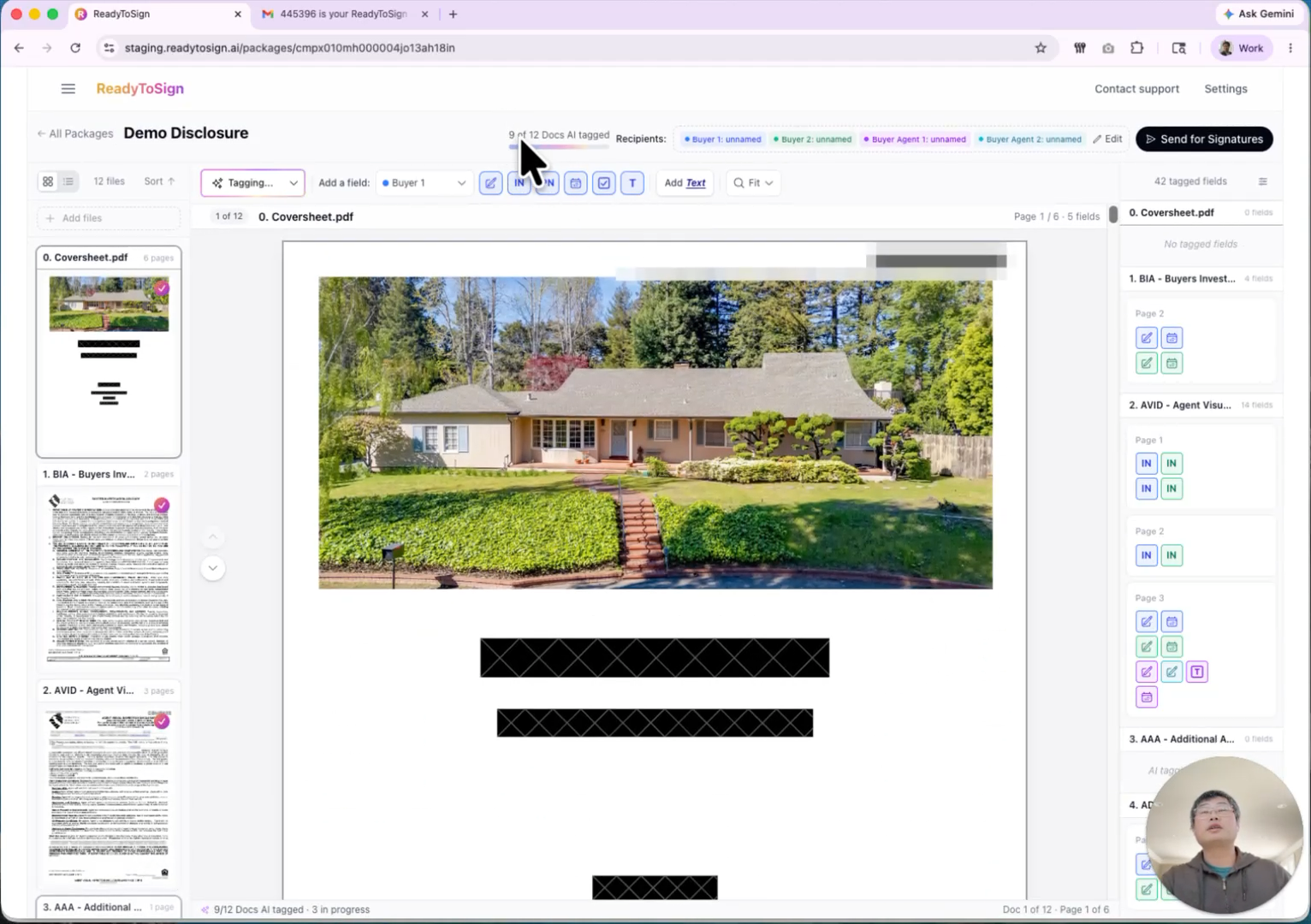AI tagging in progress on the review screen